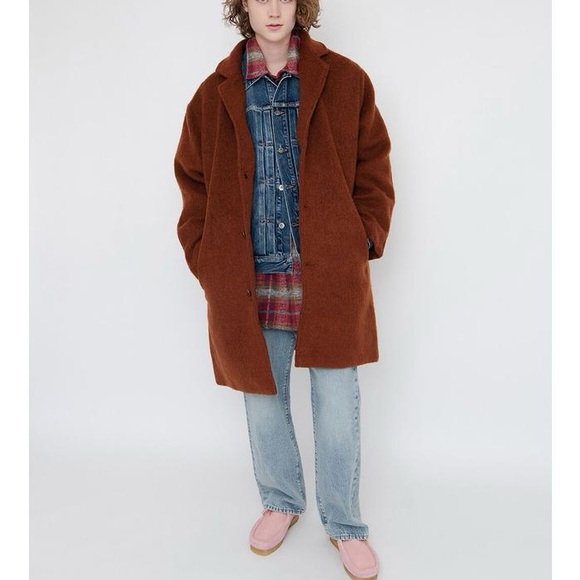 NWT Levi’s Men’s Wool Blend Oversized Slouch Overcoat Cherry Mahogany-Red size S - Picture 3 of 12